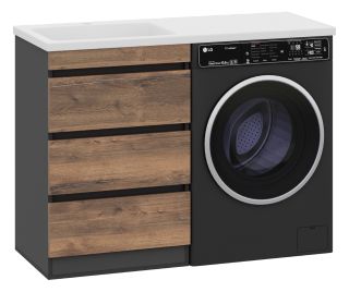 Напольная тумба под раковину Misty Коломбо под стиральную машину 60см дуб Галифакс/антрацит